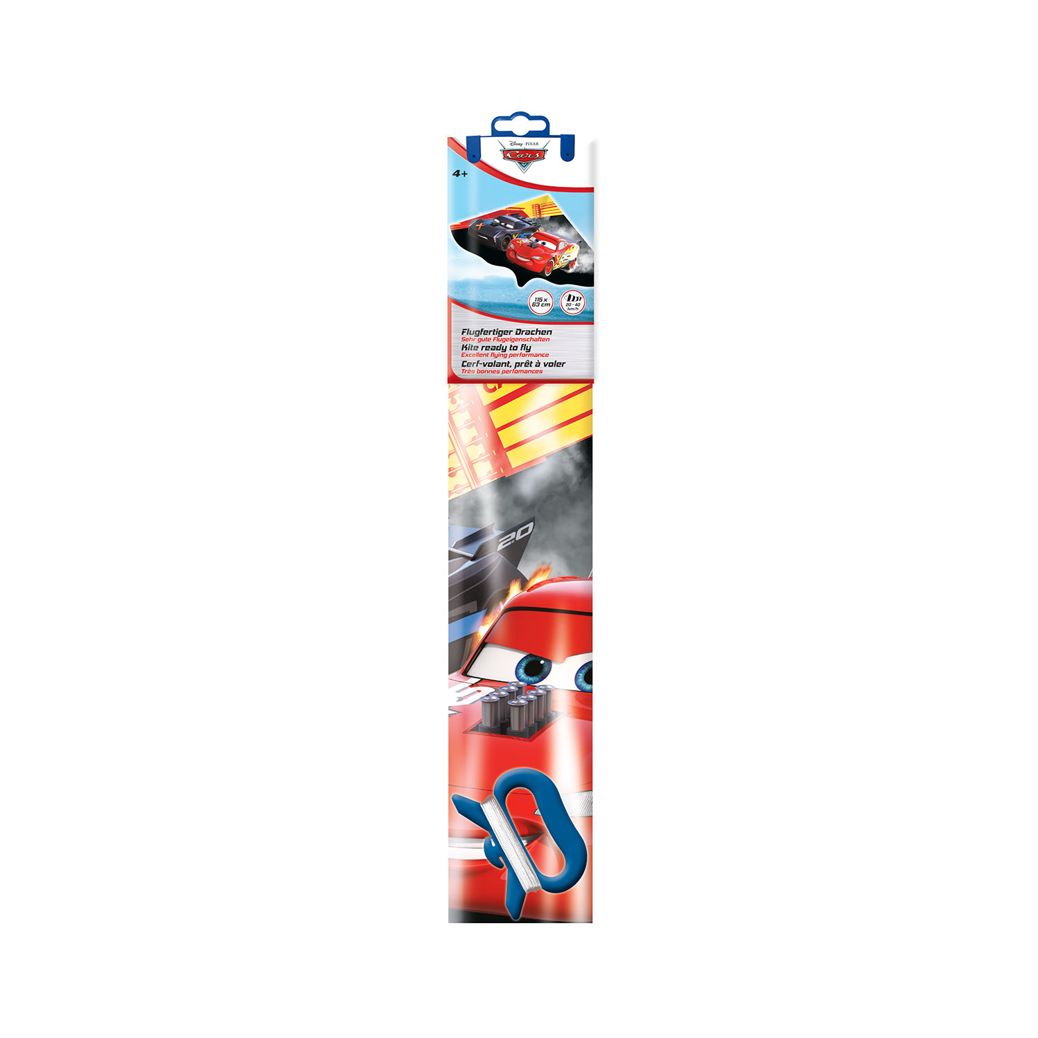 Kinderdrachen Lightning McQueen mit Wickelgriff und Schnur 115 x 63 cm 