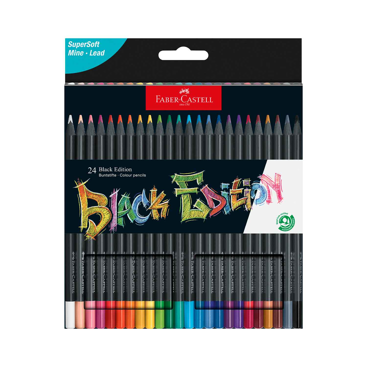 Faber-Castell Buntstifte Black Edition 24er Kartonetui