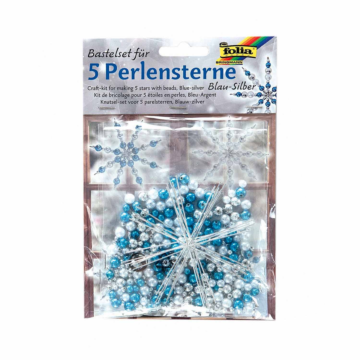 Perlensterne-Bastelset 340-teilig blau-silber