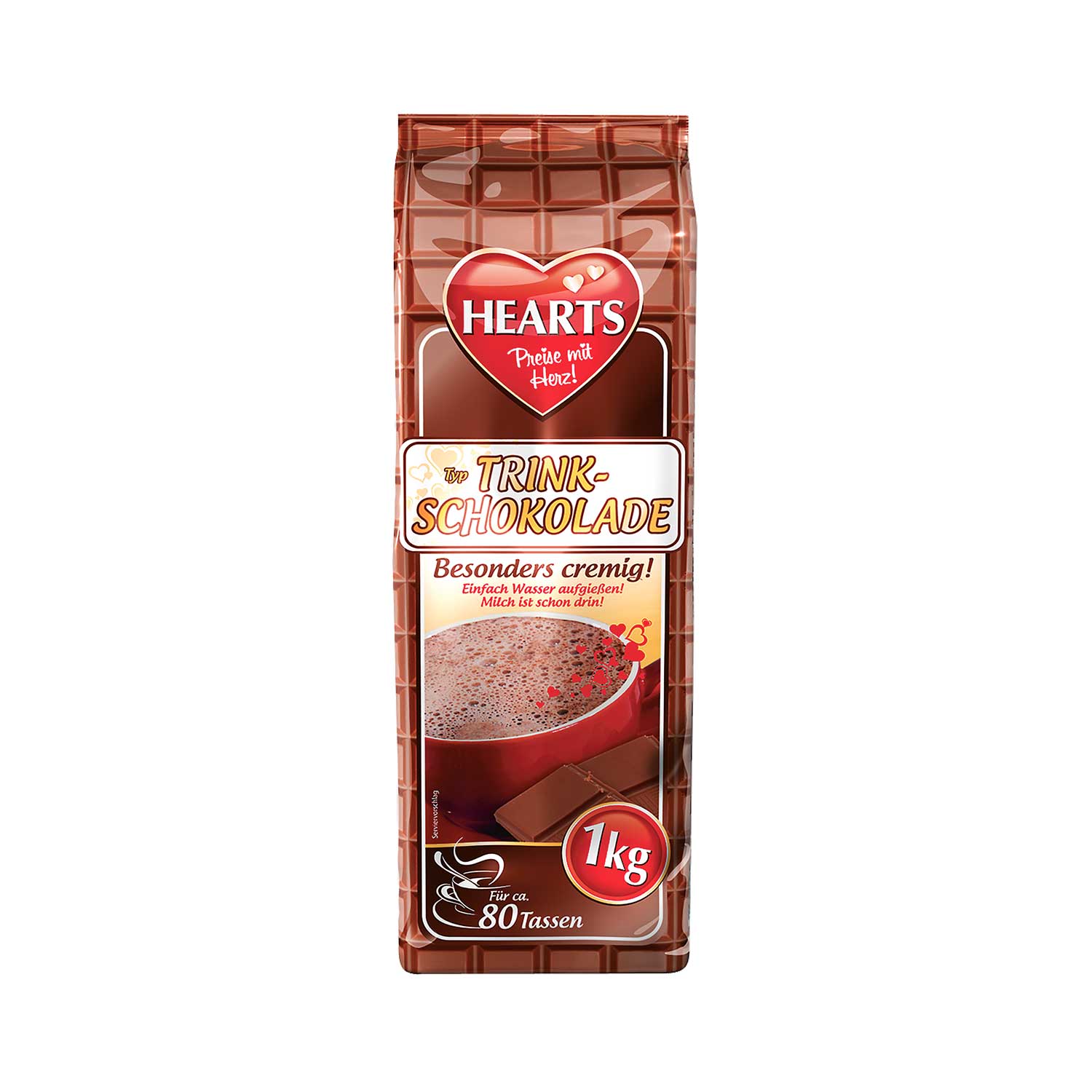 Hearts Trinkschokolade 1 kg für ca. 80 Tassen  