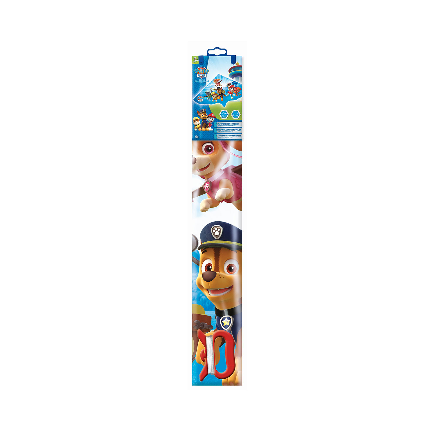 Kinderdrachen Paw Patrol mit Wickelgriff und Schnur 115 x 63 cm 