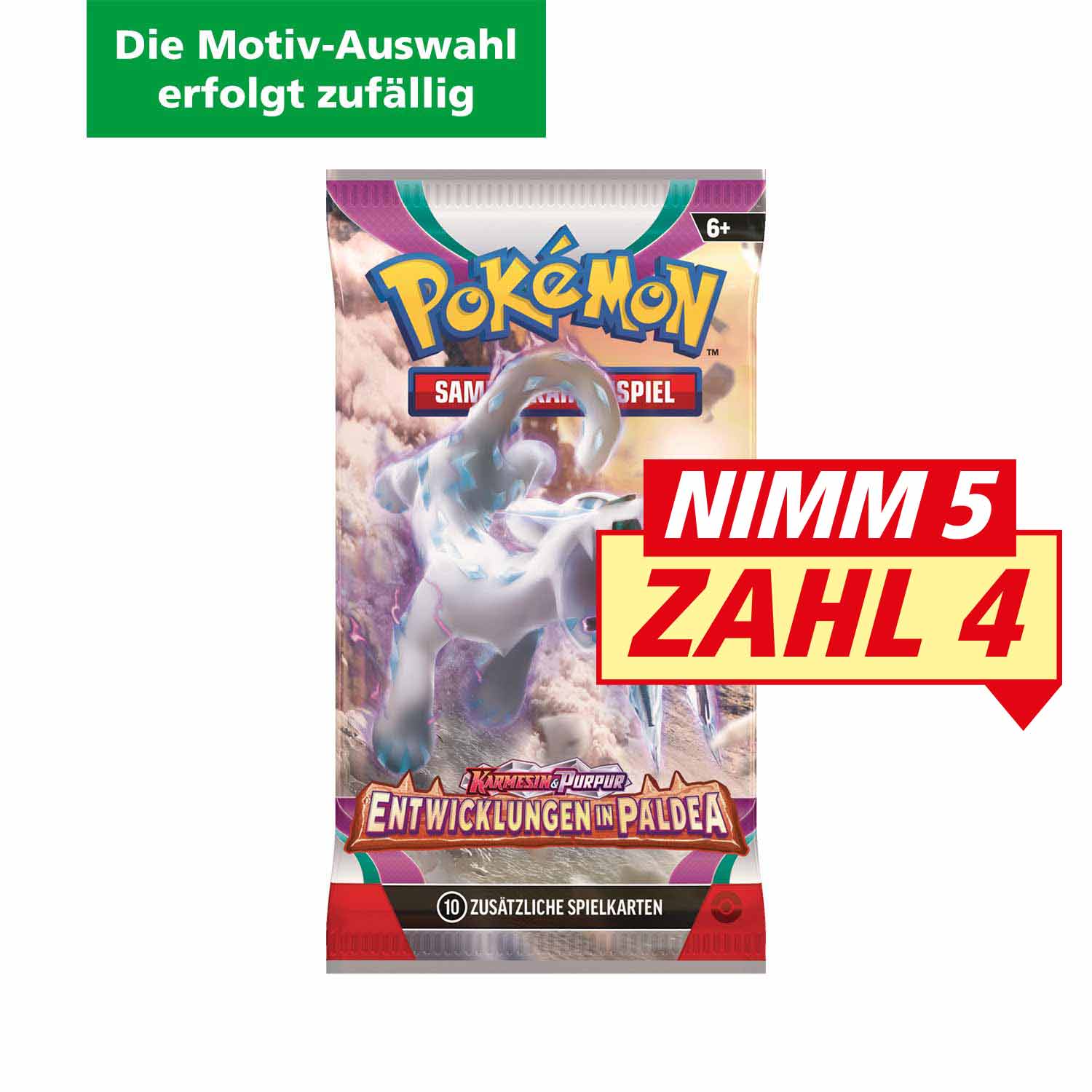 Pokémon Boosterpack Sammelkarten Karmesin & Purpur - Entwicklungen in Paldea (Motivauswahl erfolgt zufällig)