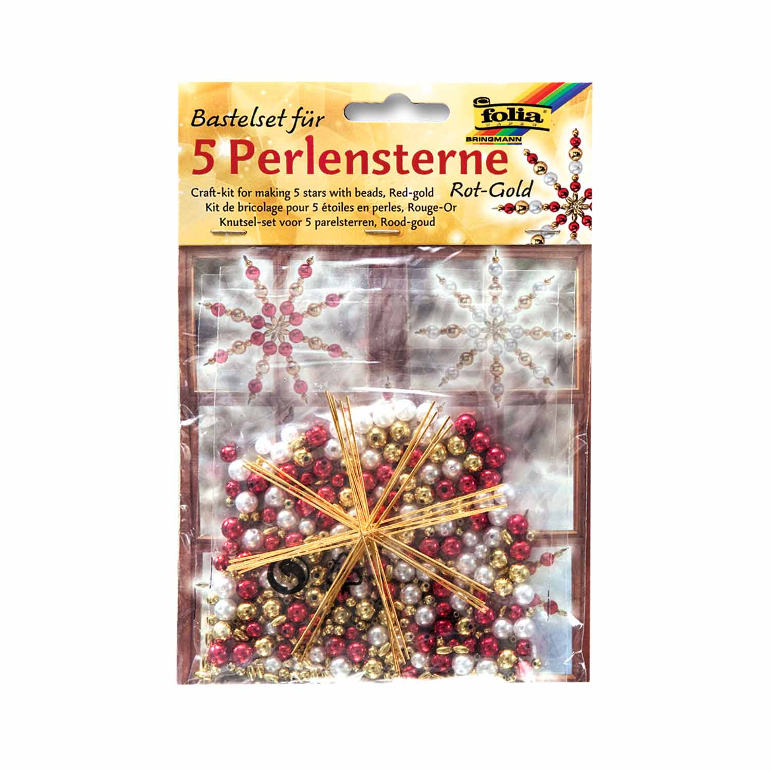 Perlensterne-Bastelset 340-teilig rot-gold